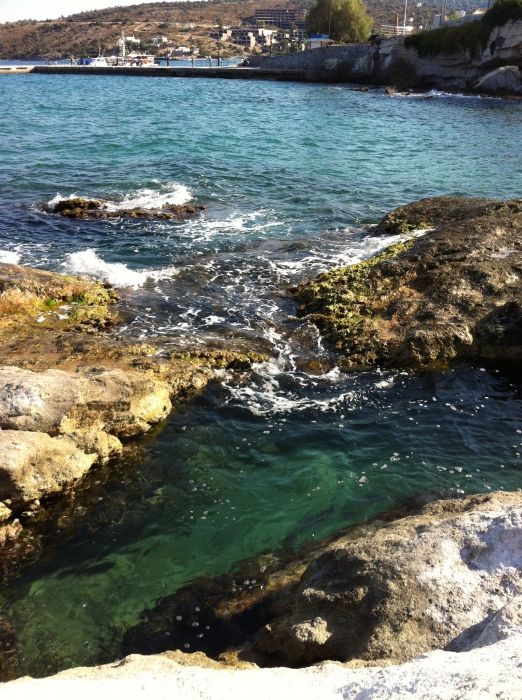 Bay around the rocks and port- Agia Marina
