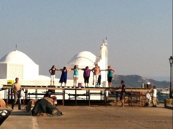 Dancing near the church at Aegina Town Port