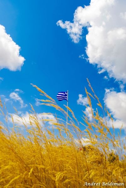 Greek flag on the hill of St. George's Castle