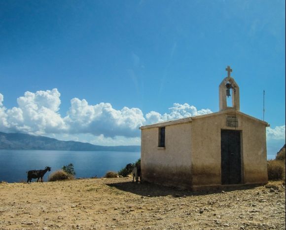 A small church that is near the dirt road that leads to Balos
Taken through the car window