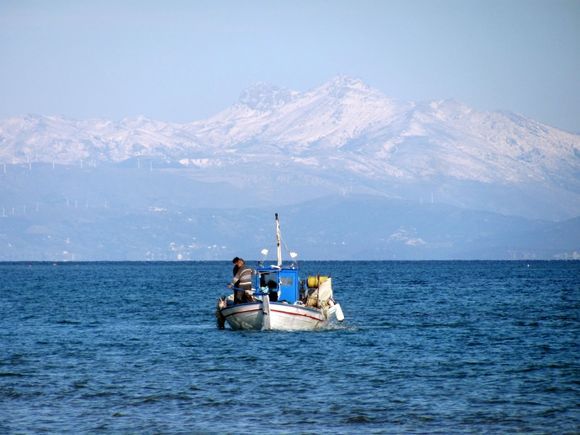 Fishing boat and snow (early March 2012)