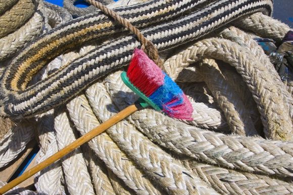 Agean sea, on the ferry : rope & brush