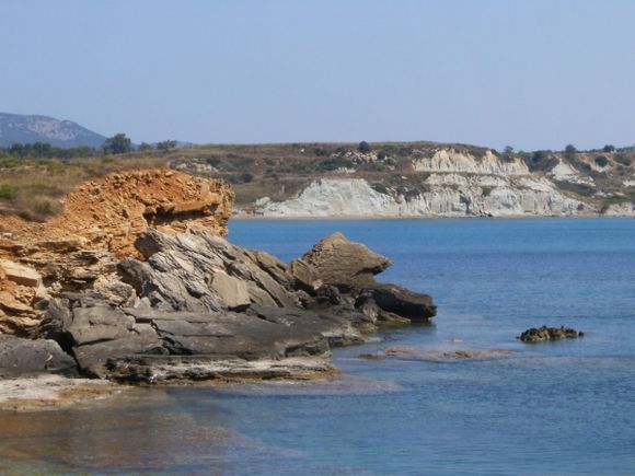 Strange rocks and red sand near Kounopetra