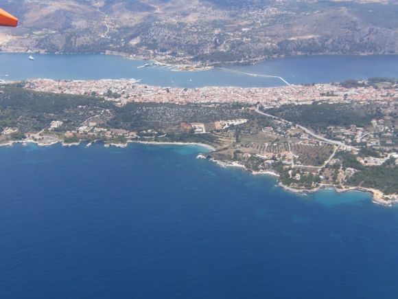 Argostoli peninsula from the plane