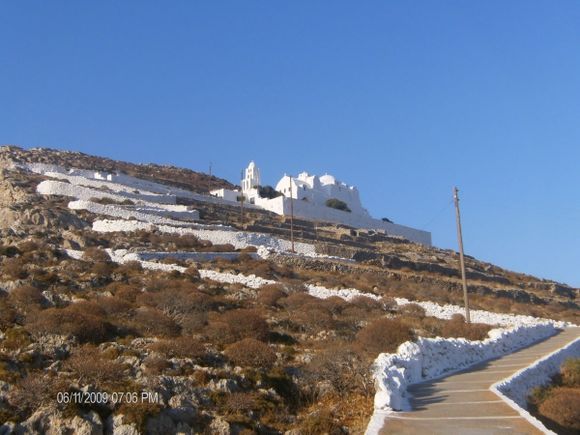 Panagia church and white washed path