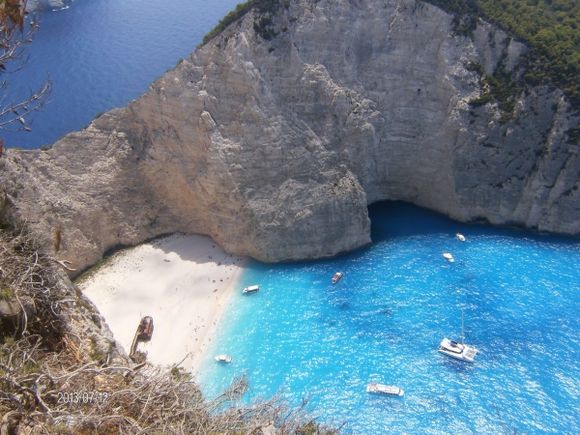 View of Navagio beach from above
