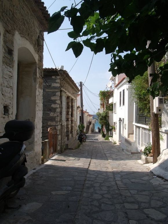 One of many charming streets in Kokkari. (August 2015)