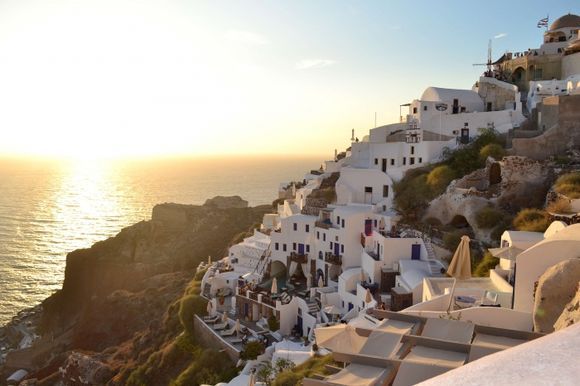 View of Oia during sunset