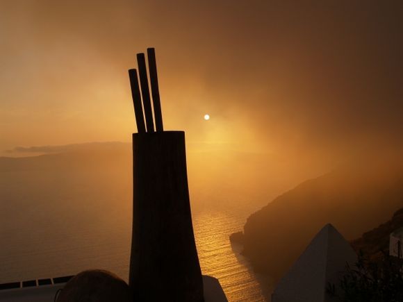 sunset over Fira