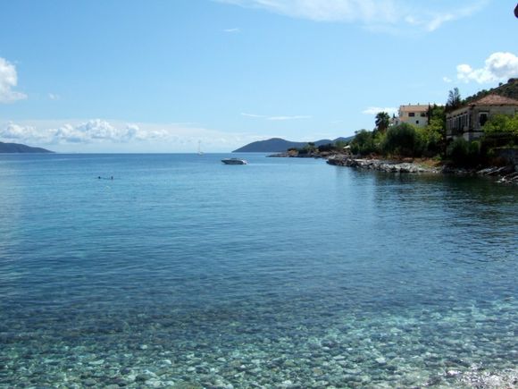 The crystal clear water in Agia Efimia harbour/beach