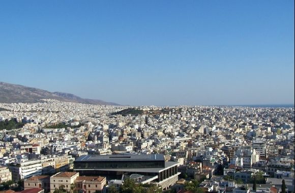 Athens view and the New Acropolis Museum