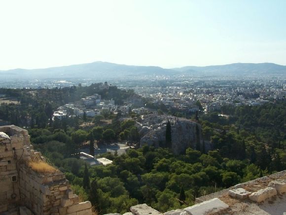 View to Areopagus hill from Acropolis