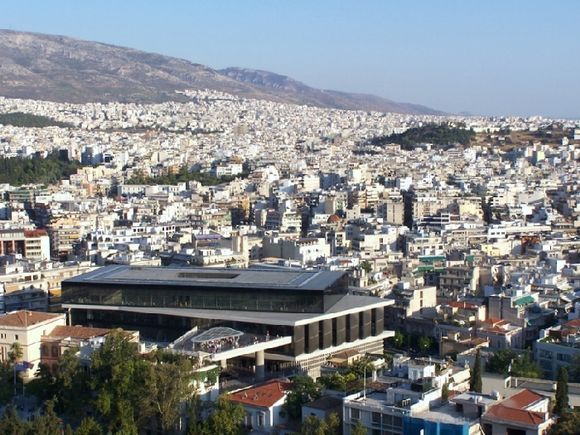 Athens view and the New Acropolis Museum