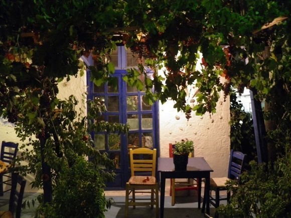 Typical Greek house in Sarti town at night...