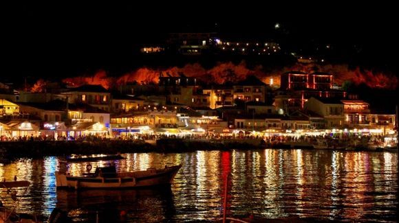 Parga in her shimmering night time glory.