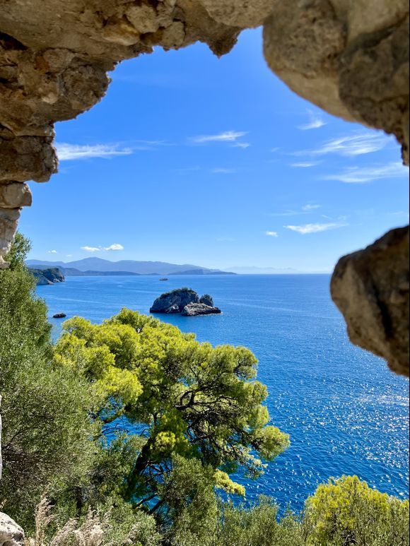A framed View from Parga castle ruins 