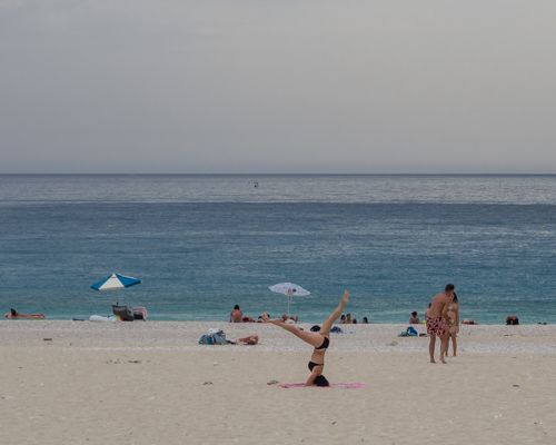 Beach yoga at Myrtos Beach