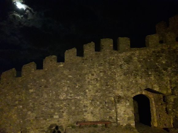 The battlement and castle-wall at night.