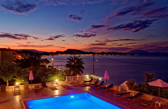 The lights of Zante, in the distance, seen from Nefeli, south of Argassi. 