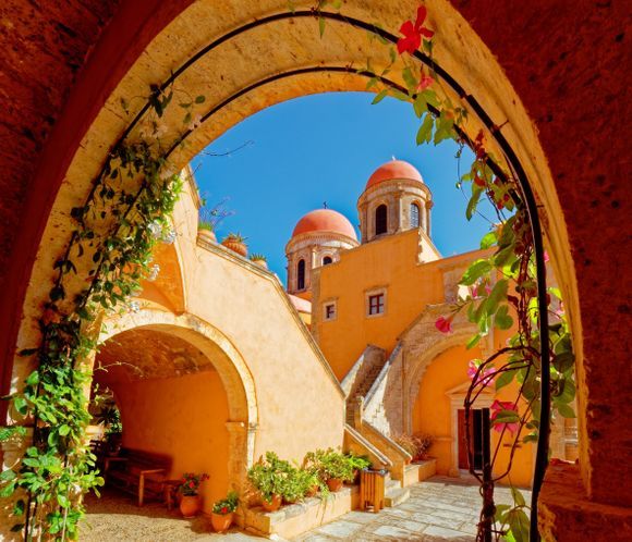 September 2023 
Chania - Akrotiri 
Magnificent gardens of the Agia Triada monastery.   The inner courtyard.