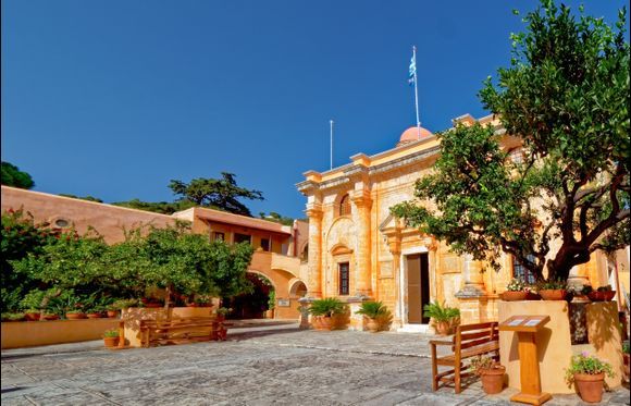 September 2023 
Chania - Akrotiri 
Magnificent gardens of the Agia Triada monastery. The inner courtyard.