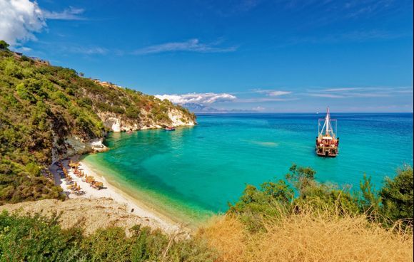 September 2024
Pelagaki Litari Beach,  with Kefalonia in the foreground.
