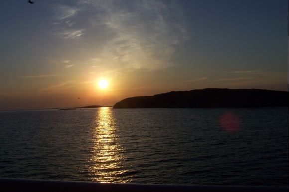 Sunset at sea in Aegina.