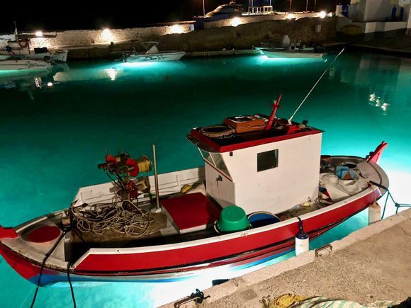 Kassos Island: night view in the little harbor of Bouka