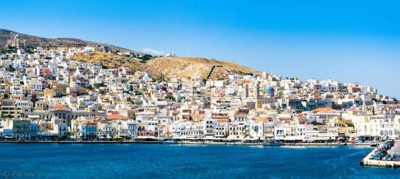 Syros view from the Ferry boat