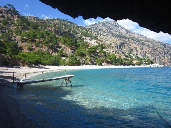 Apella beach seen from the cave