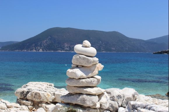 Stone sculpture at Emblisi beach