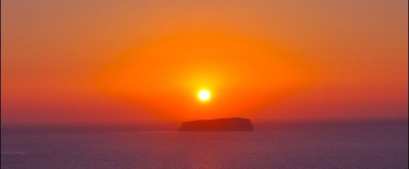 Sunset at Santorini of Caldera