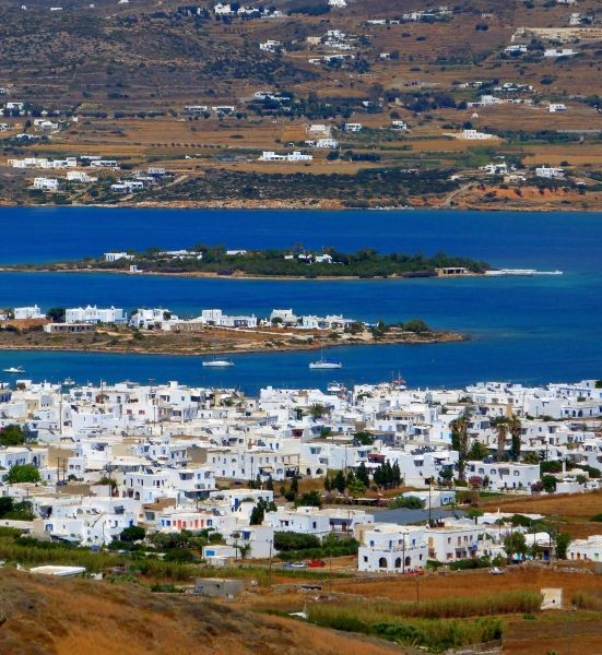 View to Antiparos, Revmatonisi islet and Paros in the background