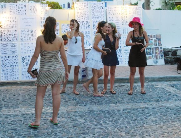 Santorini\'s tourists: The age of joy.