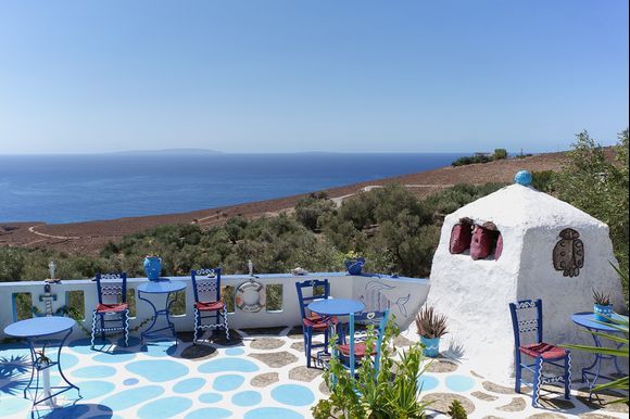 Lovely cafe restaurant in Komitades on island Crete, with a fantastic view. 
Welcome On Board :-)