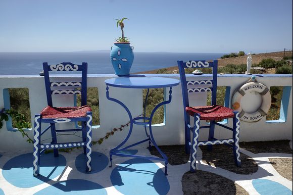 Lovely cafe restaurant in Komitades on island Crete, with a fantastic view.
