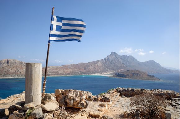 View from the Venetian fortress on the island of Gramvousa to Balos.