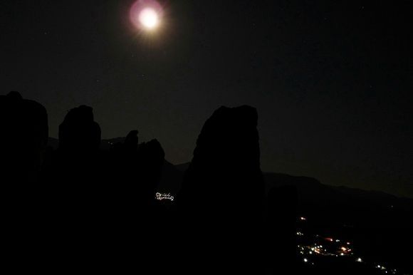 Meteora night photo.