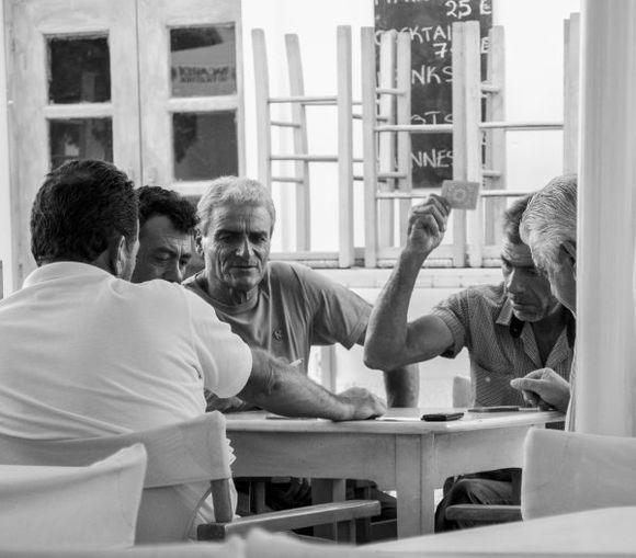 Card players on the plateia, Antiparos.