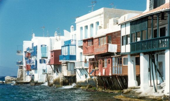 Mykonos, the houses and the sea