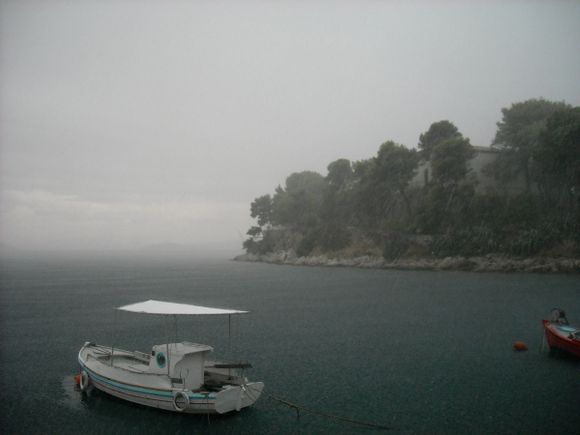 Raining in Skiathos Port