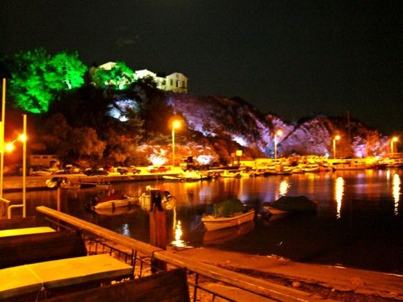 The little Greek town in the night