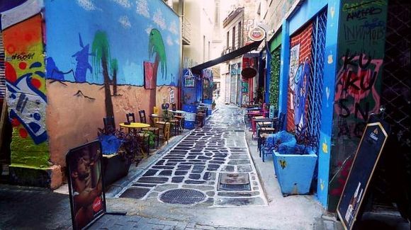 Colourful street in Athens