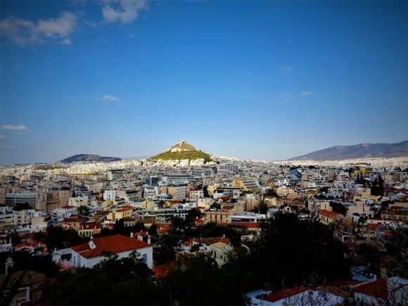 View of Lycabettus Hill from Anafiotika