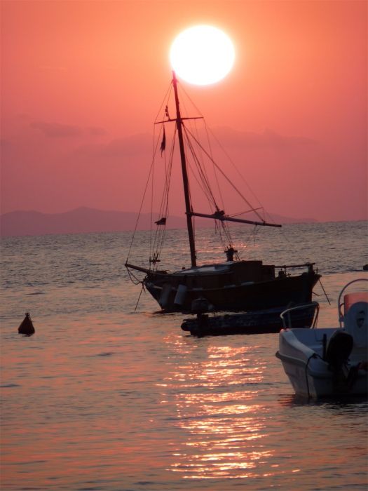 Harbour sunset in Kini on Syros, September 2012