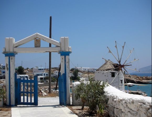gate to the koufonisia church with cemetery