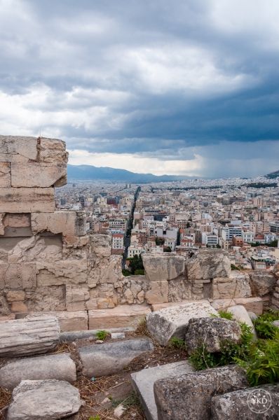 Stormy day in Athens, Greece. June 2013. View from Acropolis.