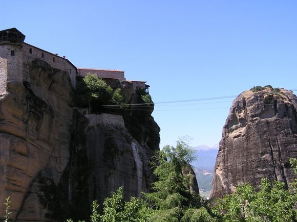 Cable car... hanging in mid-air in Meteora