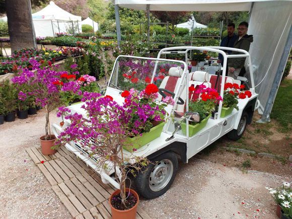 Kifisia flower market in Dimitris Zomopolous Park.
Who said a jeep is only for driving.....