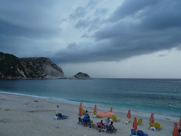 Petani beach in storm
